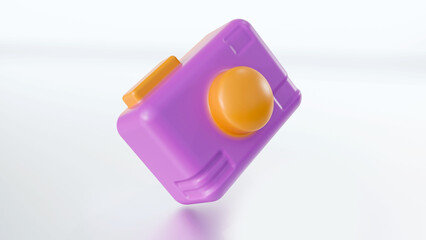 Video or photo camera cartoon style sign. 3d render concept for website and app icon for social media or business site. Conception snapshots photo symbol or Photographer equipment media. 3d render