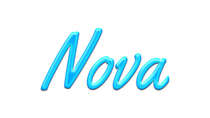 Glowing blue effect of name Nova on white background.	