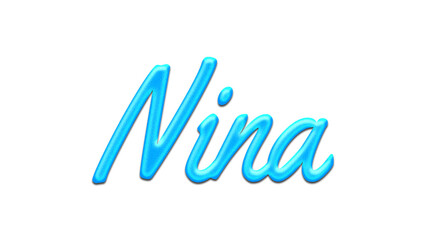 Glowing blue effect of name Nina on white background.	