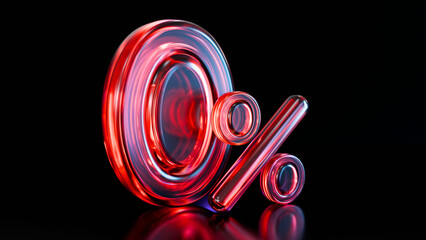 Black Friday Sale. Realistic 3D design, black sale percent with a glass colorful material red bow, and percent discount label. Creative marketing concept. 3d render.