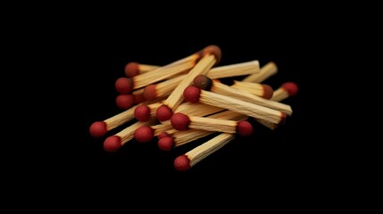 A Pile of Matches On a Black Background