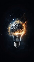 A brain inside a light bulb as a symbol of ideas and innovation 23