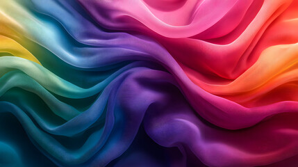 Obraz premium A modern art piece featuring cascading fabric dyed in gradient tones of the rainbow.