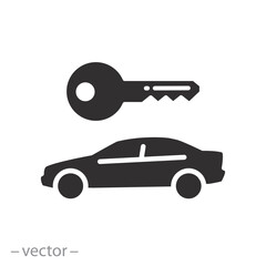 service rent vehicle, rental car icon, hire auto, flat vector illustration