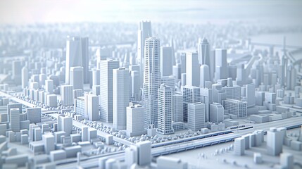 Digital 3d building model over blueprints showcasing advanced architectural design technology