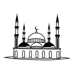 mosque line art silhouette vector 