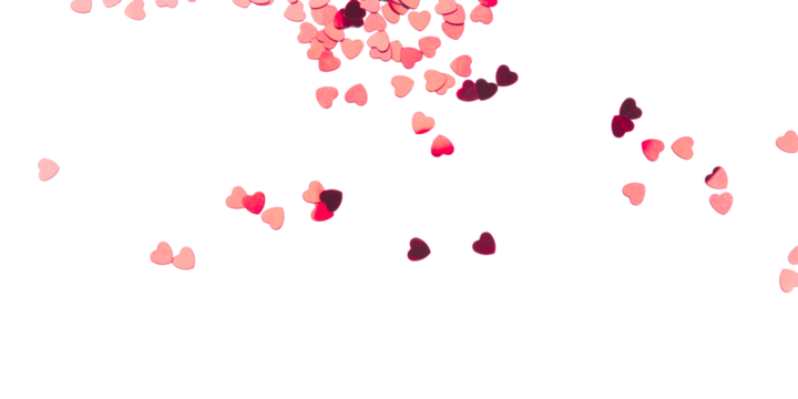 Red hearts on transparent background. Valentine's day concept.