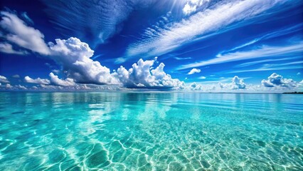 Obraz premium Isolated Ocean with Transparent Sky - Serene Seascape, Tranquil Waters, and Clear Horizons for Creative Projects