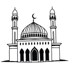 mosque line art vector design 