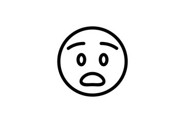 Fototapeta premium Anguished face emoji. Line art emoticon vector icon