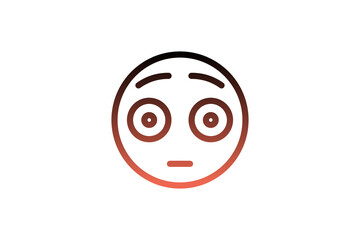 Flushed face emoji. Line art emoticon vector icon