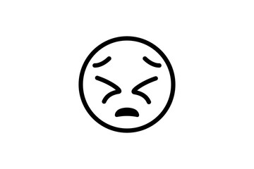 Persevere face emoji. Line art emoticon vector icon