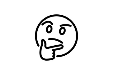 Thinking face emoji. Line art emoticon vector icon