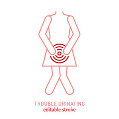Trouble urinating vector icon. Medical sign in onutline style.