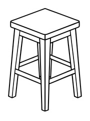 Line art of a wooden stool vector illustration 