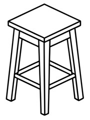Line art of a wooden stool vector illustration 