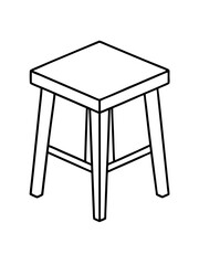 Line art of a wooden stool vector illustration 