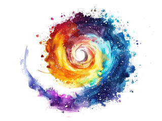 colorful spiral galaxay swirl isolated on white or transparent png