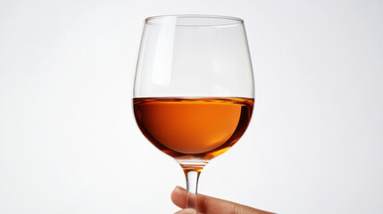 Elegant wine glass, amber liquid