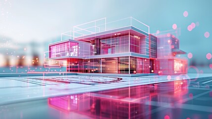 Digital 3d architectural model highlighting modern design and building information modeling tech