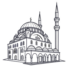 mosque line art silhouette vector