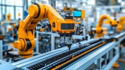 Fototapeta premium Two Industrial Robots on an Assembly Line