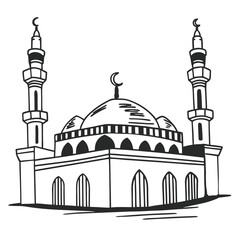 mosque line art silhouette vector