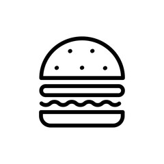 Burger icon Black and white outline vector