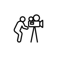 Cameraman icon Black and white outline vector