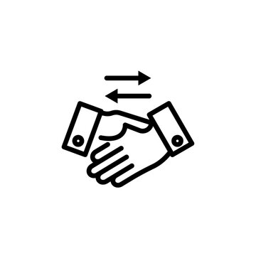 recommend clip art: Business agreement handshake icon Black and white outline vector