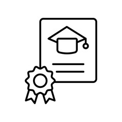 Certification diploma icon Black and white outline vector