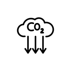 CO2 reduction icon Black and white outline vector