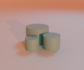 Graphic Minimalism 3D 4K Cylinder Background in Pastel Colors