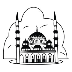 mosque line art silhouette vector