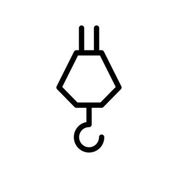 recommend clip art: Crane hook icon Black and white outline vector