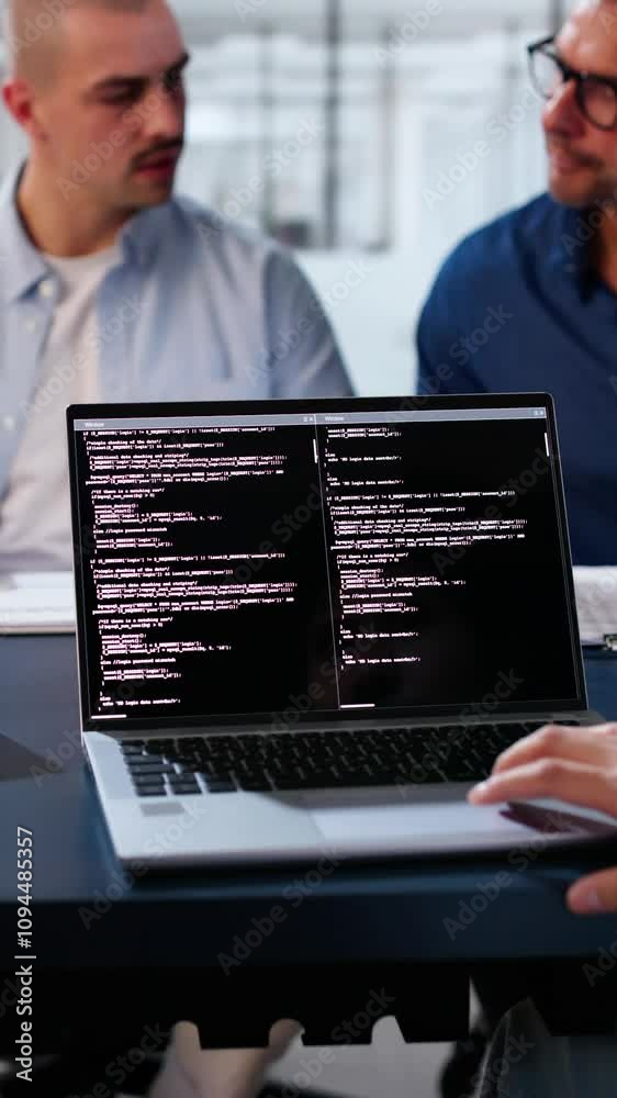 Poster Software Engineer Developer Using Laptop Computer