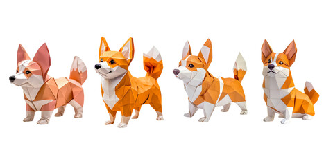 Fototapeta premium origami corgi white background