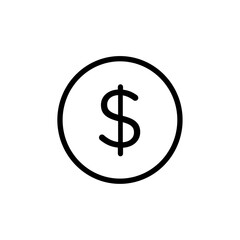 Dollar icon Black and white outline vector