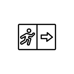 Emergency exit icon Black and white outline vector