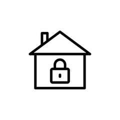 Home security icon Black and white outline vector