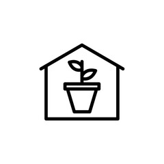 indoor plant inside house icon Black and white outline vector