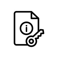 key information icon Black and white outline vector