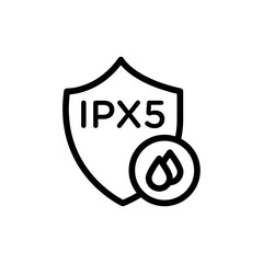 Ipx5 waterproof icon Black and white outline vector