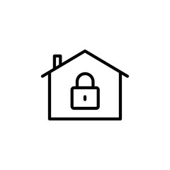 lock home icon Black and white outline vector