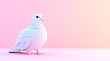 Obraz premium A stylized white pigeon stands on a soft gradient background.