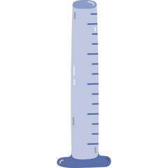 Cute cartoon laboratory flask for science experiment, chemistry and biology tests. High and narrow beaker, glassware, tube for chemical solutions. Hand drawn lab equipment isolated on white.