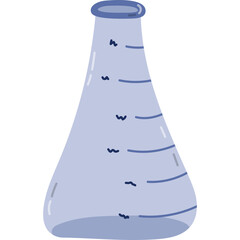 Cute cartoon laboratory beaker for science experiment, chemistry and biology tests. Flat bottomed flask, glassware, tube for chemical solutions. Hand drawn lab equipment isolated on white.