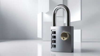 Anti tracking and security, Secure padlock on a minimalistic background with focus on the lock mechanism.