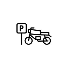 motorbike parking icon Black and white outline vector