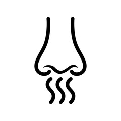 Nose with smoke icon Black and white outline vector